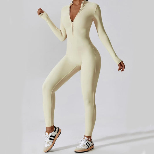 Long Sleeve Zipped Active Jumpsuit