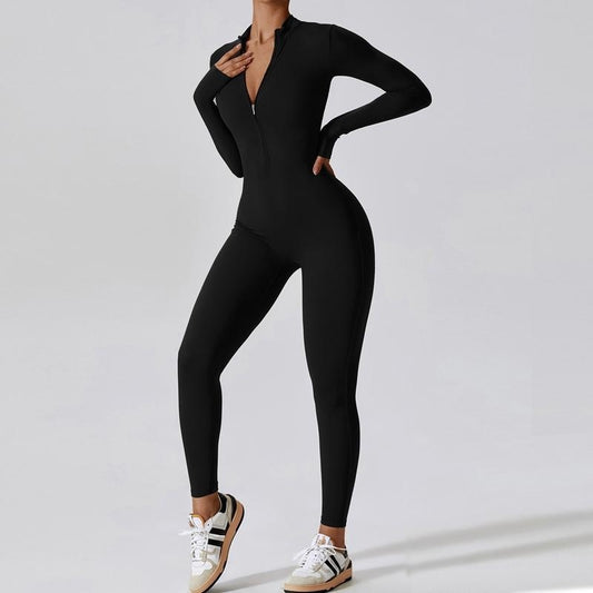 Long Sleeve Zipped Active Jumpsuit